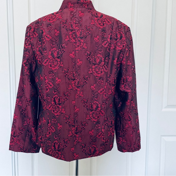 Coldwater Creek red black rose floral blazer jacket size 16 - Picture 2 of 13